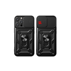 İphone 16 Pro Kılıf Pars Lens Yüzüklü Silikon - Kırmızı