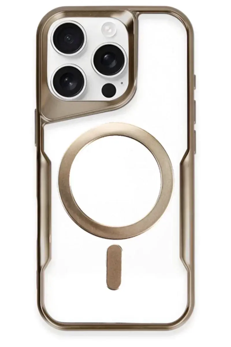 Newface İphone 16 Pro Max Kılıf Boyi Magsafe Silikon Kapak - Kahverengi