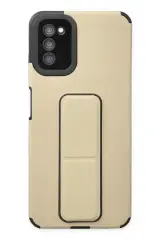 Newface Samsung Galaxy A03s Kılıf Mega Standlı Silikon - Gold