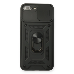 İphone 7 Plus Kılıf Pars Lens Yüzüklü Silikon - Siyah