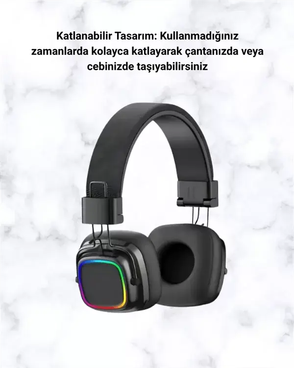 Rgb Işıklı Katlanabilir Bluetooth 5.3 Kulak Üstü Kulaklık