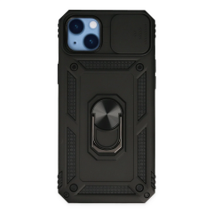 İphone 14 Plus Kılıf Pars Lens Yüzüklü Silikon - Siyah