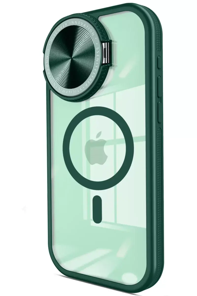 Newface İphone 15 Pro Max Kılıf Teleskop Lens Magsafe Silikon Kapak - Koyu Yeşil