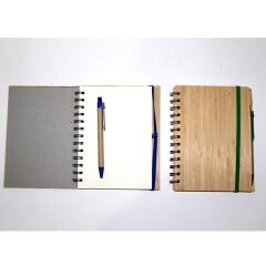 Telli Düz Yapraklı Defter Ahşap Tükenmez Kalemlikli