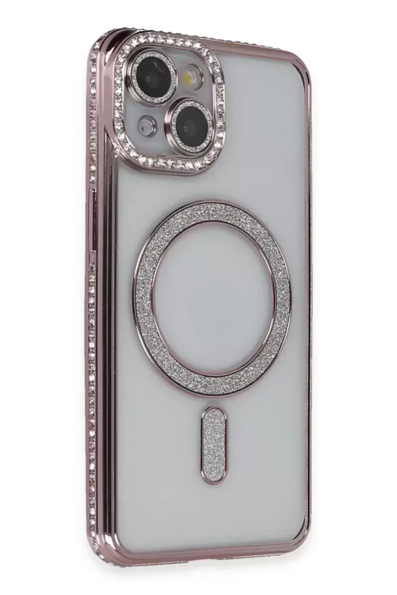 Newface İphone 13 Kılıf Joke Simli Magneticsafe Kılıf - Pembe