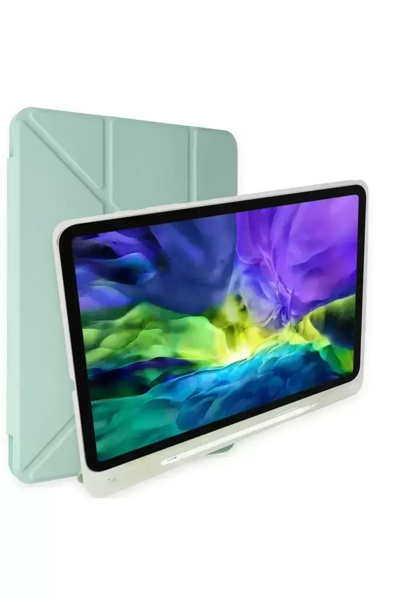 Newface Apple İpad 2022 10.9 (10.nesil) Kılıf Kalemlikli Mars Tablet Kılıfı - Açık Yeşil