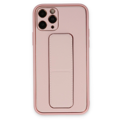 İphone 11 Pro Max Kılıf Coco Deri Standlı Kapak - Pembe