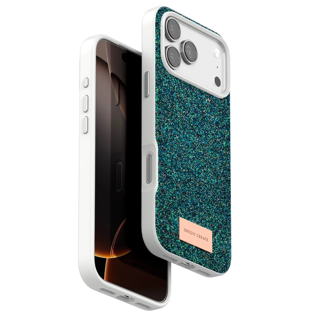 Onegif  İphone 17 Pro Bright Simli Kapak - Koyu Yeşil