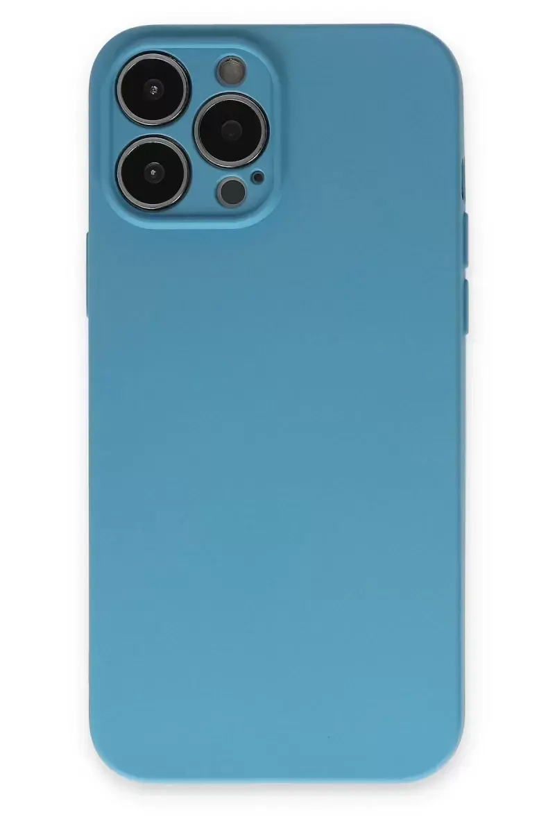 Newface Apple İphone 13 Pro Max Kılıf Nano İçi Kadife Silikon - Mavi