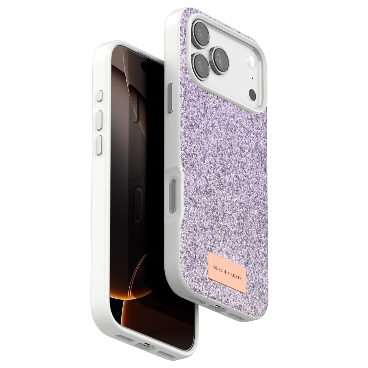 Onegif  İphone 17 Pro Bright Simli Kapak - Lila