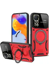 Newface Xiaomi Redmi Note 12 Pro 4g Kılıf Joy Lens Standlı Kapak - Kırmızı