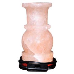 Vazo Şekilli Doğal Himalaya Kaya Tuzu Lambası Kablolu Ampullü Pembe 2-3 Kg