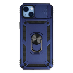 İphone 14 Plus Kılıf Pars Lens Yüzüklü Silikon - Lacivert
