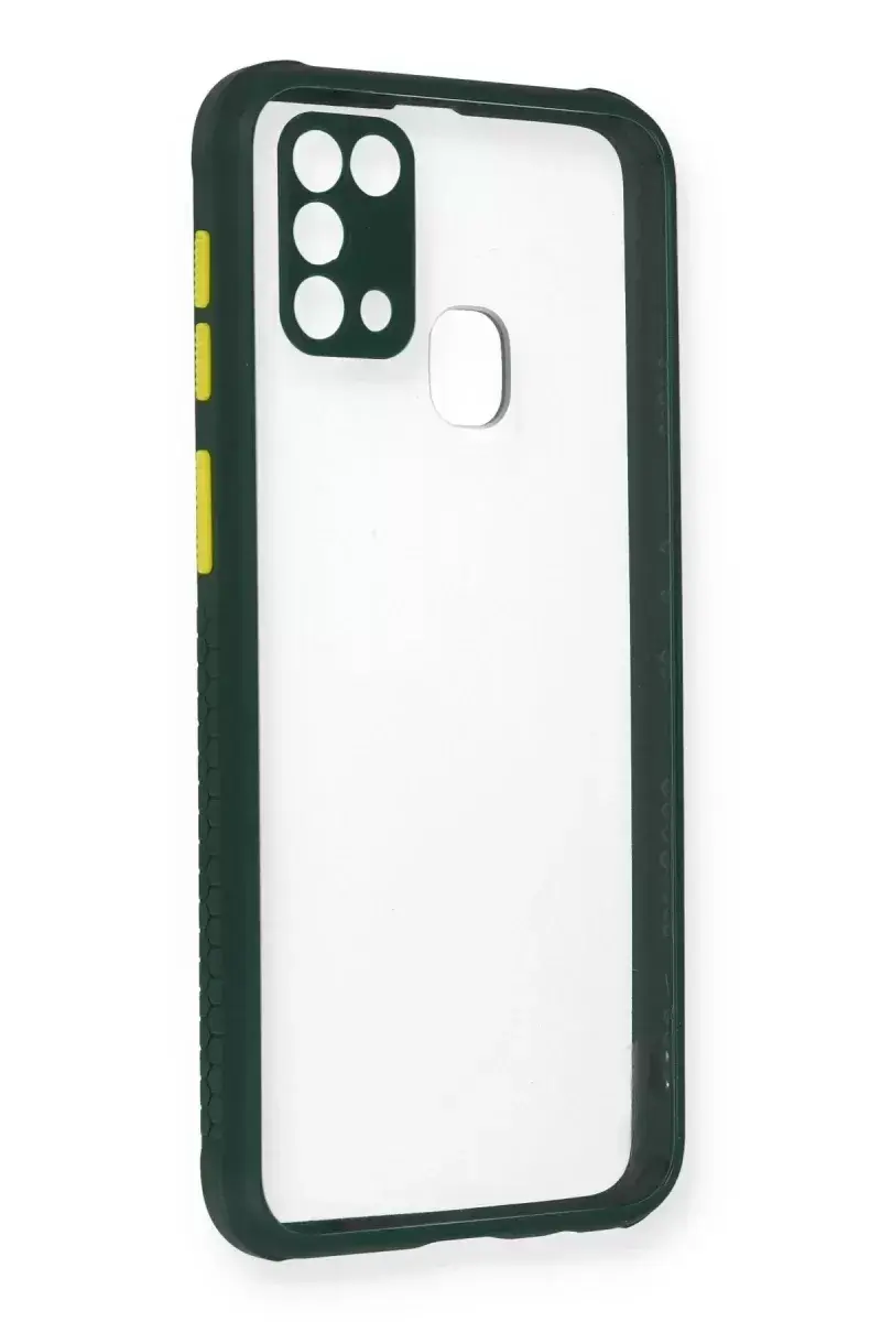 Newface Samsung Galaxy M31 Kılıf Miami Şeffaf Silikon - Koyu Yeşil