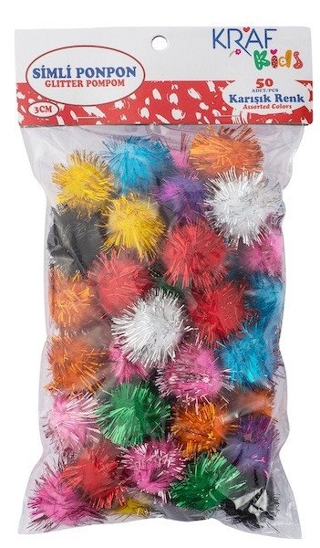 Kids Karışık Renk Simli Ponpon 2cm 100 Adet