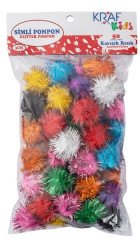Kids Karışık Renk Simli Ponpon 2cm 100 Adet