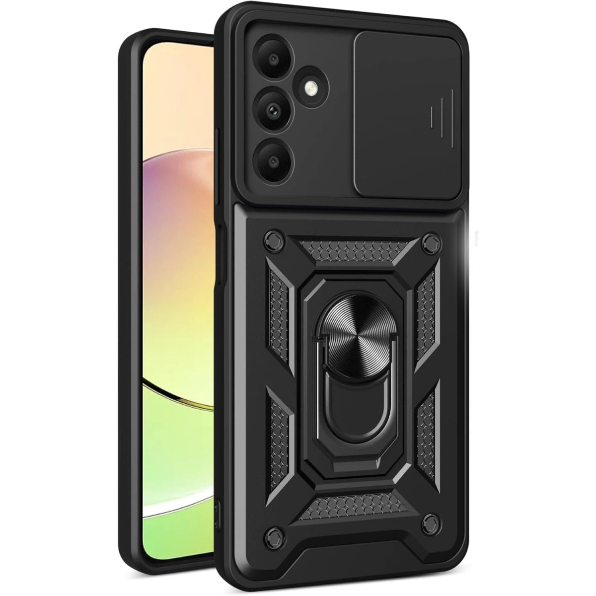 Samsung Galaxy M15 Kılıf Pars Lens Yüzüklü Silikon - Siyah