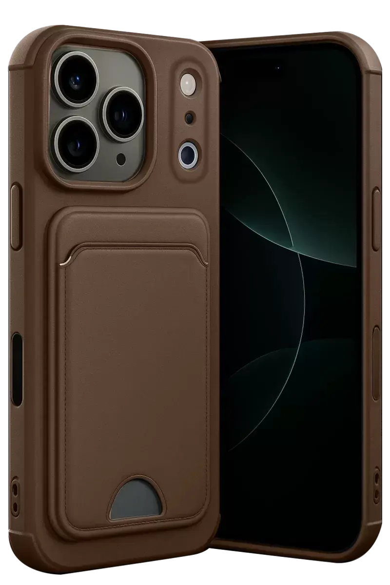 Newface Apple İphone 17 Pro Kelvin Kartvizitli Silikon - Kahverengi