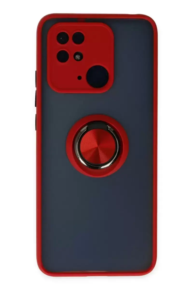 Newface Xiaomi Redmi 10c Kılıf Montreal Yüzüklü Silikon Kapak - Kırmızı