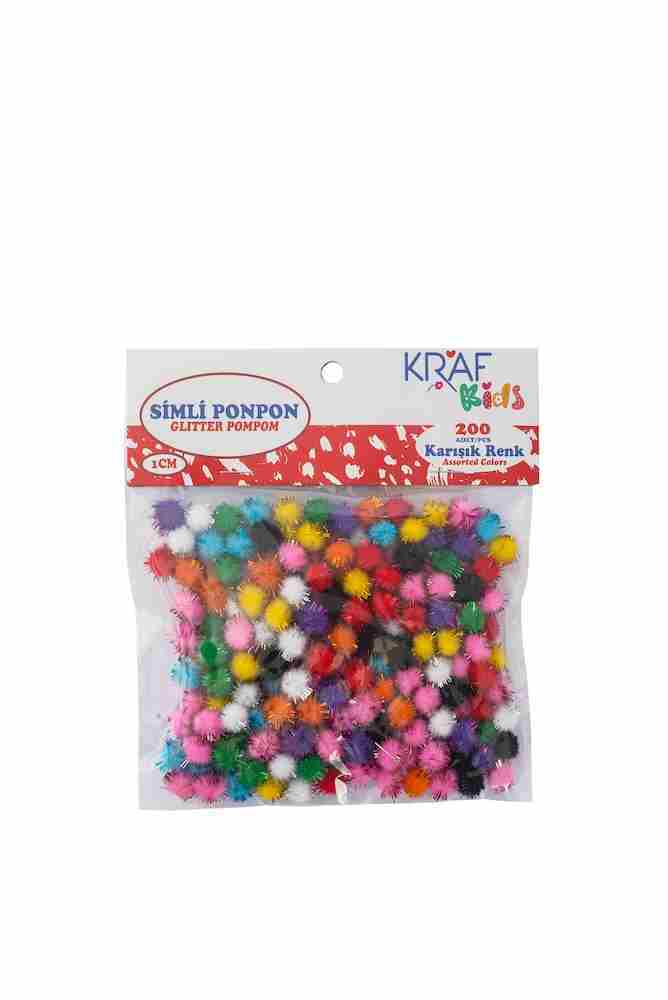 Kids Karışık Renk Simli Ponpon 1cm 200 Adet