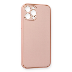 İphone 12 Pro Max Kılıf Coco Deri Silikon Kapak - Pembe