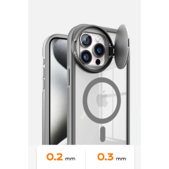 İphone 15 Pro Kılıf Teleskop Lens Magsafe Silikon Kapak - Siyah
