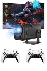 Çift Kollu Game Box Projeksiyon Cihazı Kumandalı Android Tv Dahili Hoparlör