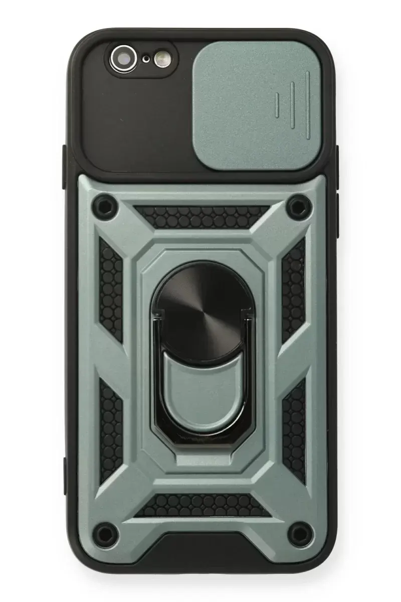 Newface İphone 6 Kılıf Pars Lens Yüzüklü Silikon - Yeşil