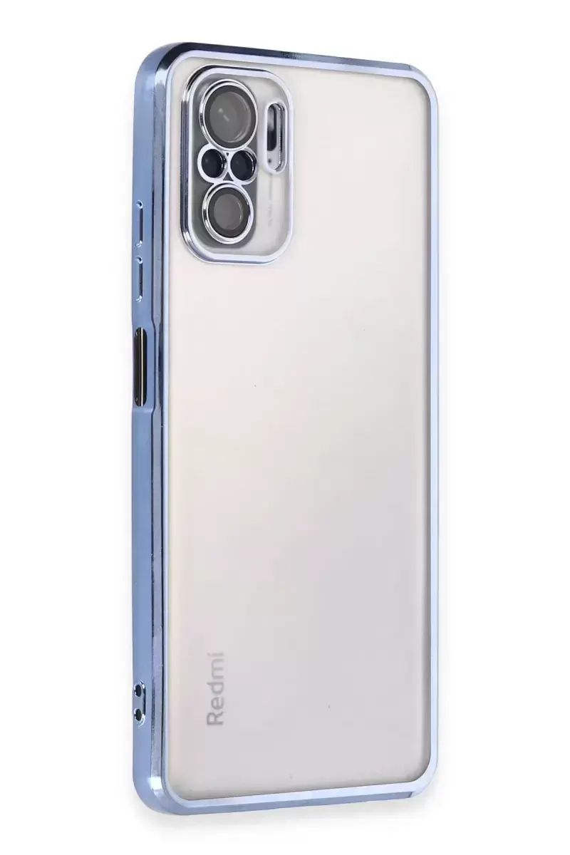 Newface Xiaomi Redmi Note 10 Kılıf Razer Lensli Silikon - Açık Mavi