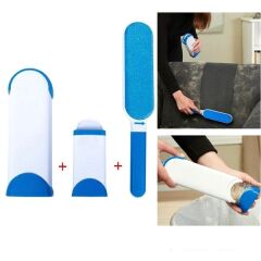 Kedi Köpek Tüy Temizleyici Fırça Seti Beyaz-Mavi