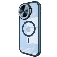 İphone 15 Pro Kılıf Teleskop Lens Magsafe Silikon Kapak - Lacivert