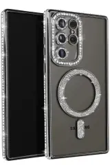 Newface Samsung Galaxy S25 Ultra Kılıf Joke Simli Magneticsafe Kılıf - Siyah