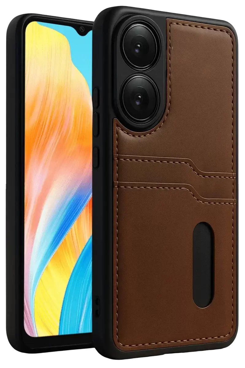 Newface Oppo A38 Sara Kartvizitli Deri Kılıf - Taba