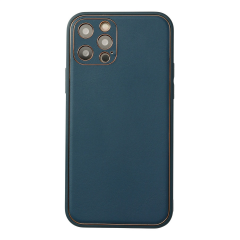İphone 12 Pro Max Kılıf Coco Deri Silikon Kapak - Mavi