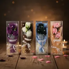 Şeffaf Kutulu Üç Gül Buketi