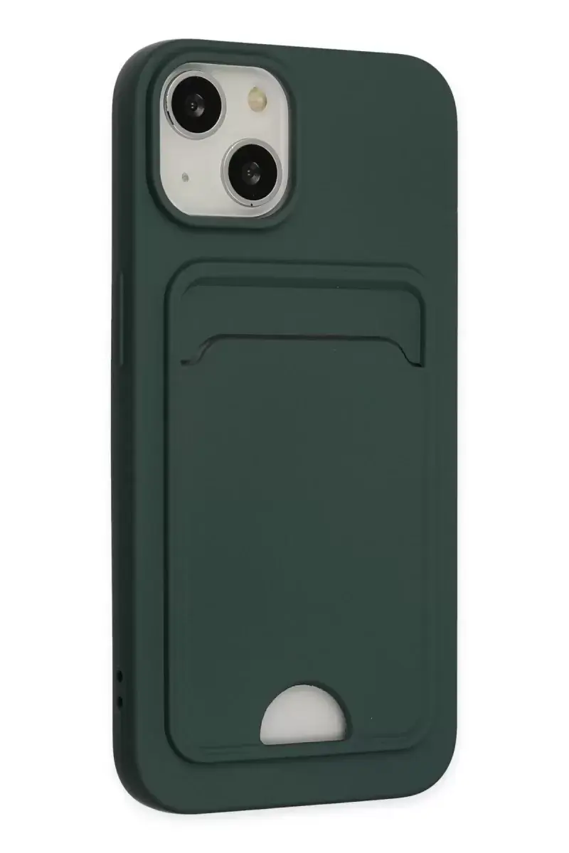Newface İphone 14 Plus Kılıf Kelvin Kartvizitli Silikon - Koyu Yeşil