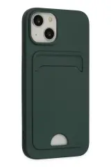 Newface İphone 14 Plus Kılıf Kelvin Kartvizitli Silikon - Koyu Yeşil