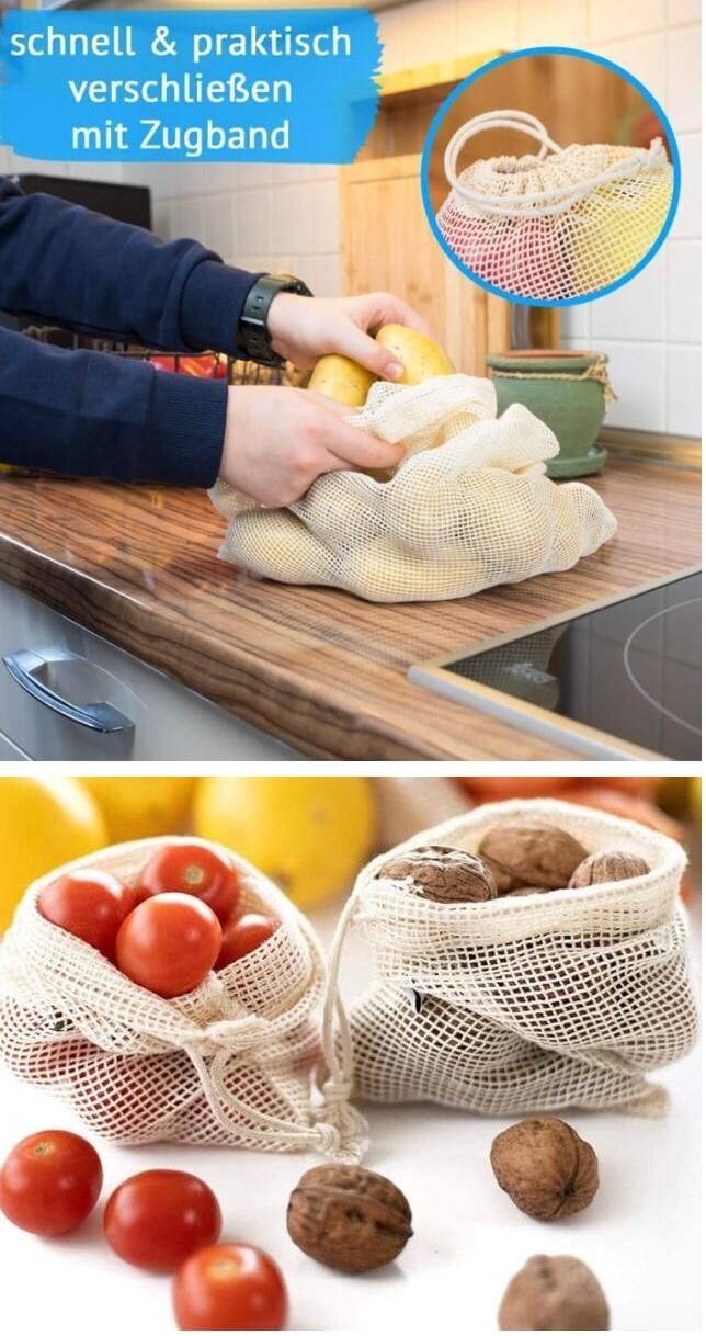 Taze Gıda Saklama -Taşıma Filesi Pamuklu 3 lü Set