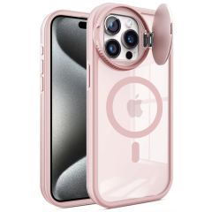 İphone 15 Pro Kılıf Teleskop Lens Magsafe Silikon Kapak - Pembe