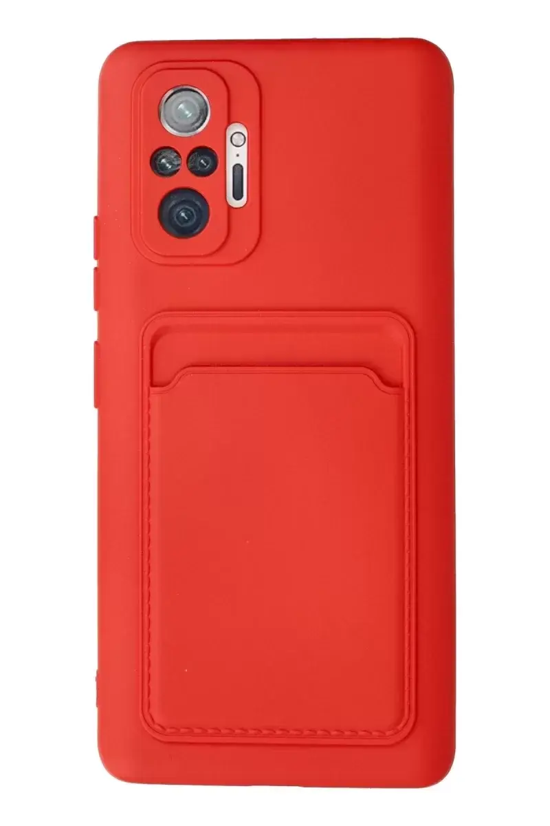 Newface Xiaomi Redmi Note 10 Pro Kılıf Kelvin Kartvizitli Silikon - Kırmızı