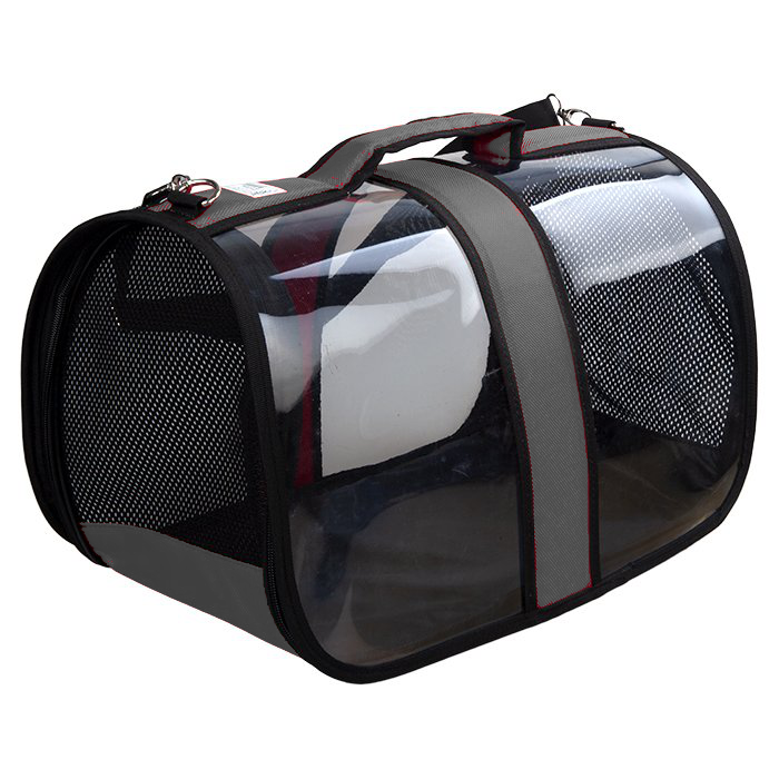 Markapet Kedi Köpek Fileli Şeffaf Taşıma Çantası 25*26*42 cm Gri