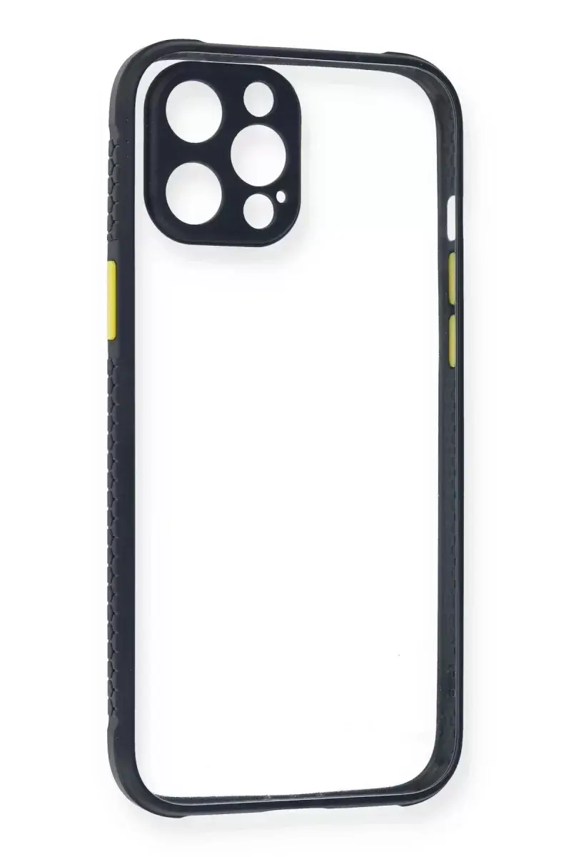 Newface İphone 12 Pro Kılıf Miami Şeffaf Silikon - Lacivert
