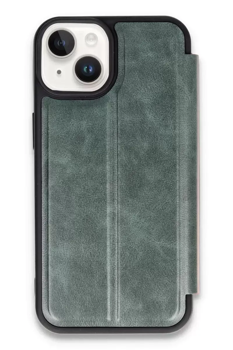 Newface Apple İphone 14 Kılıf Flip Cover - Koyu Yeşil