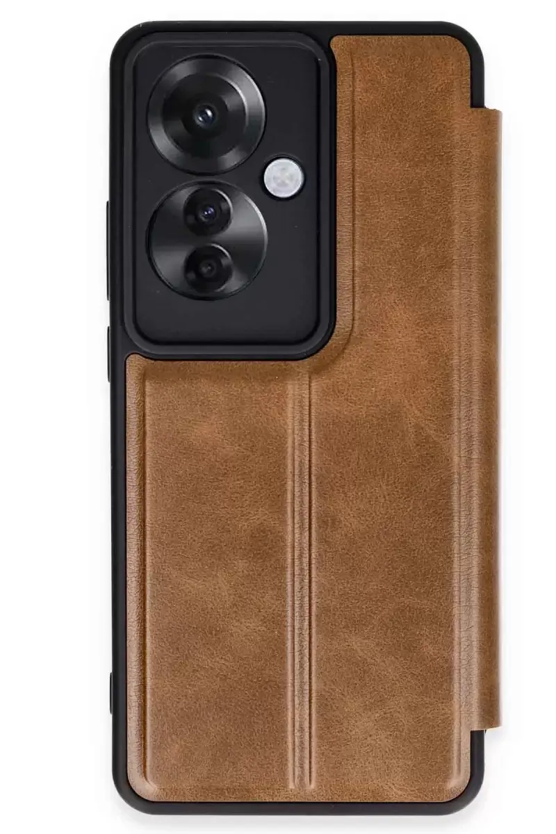 Newface Oppo Reno 11f Kılıf Flip Cover - Taba