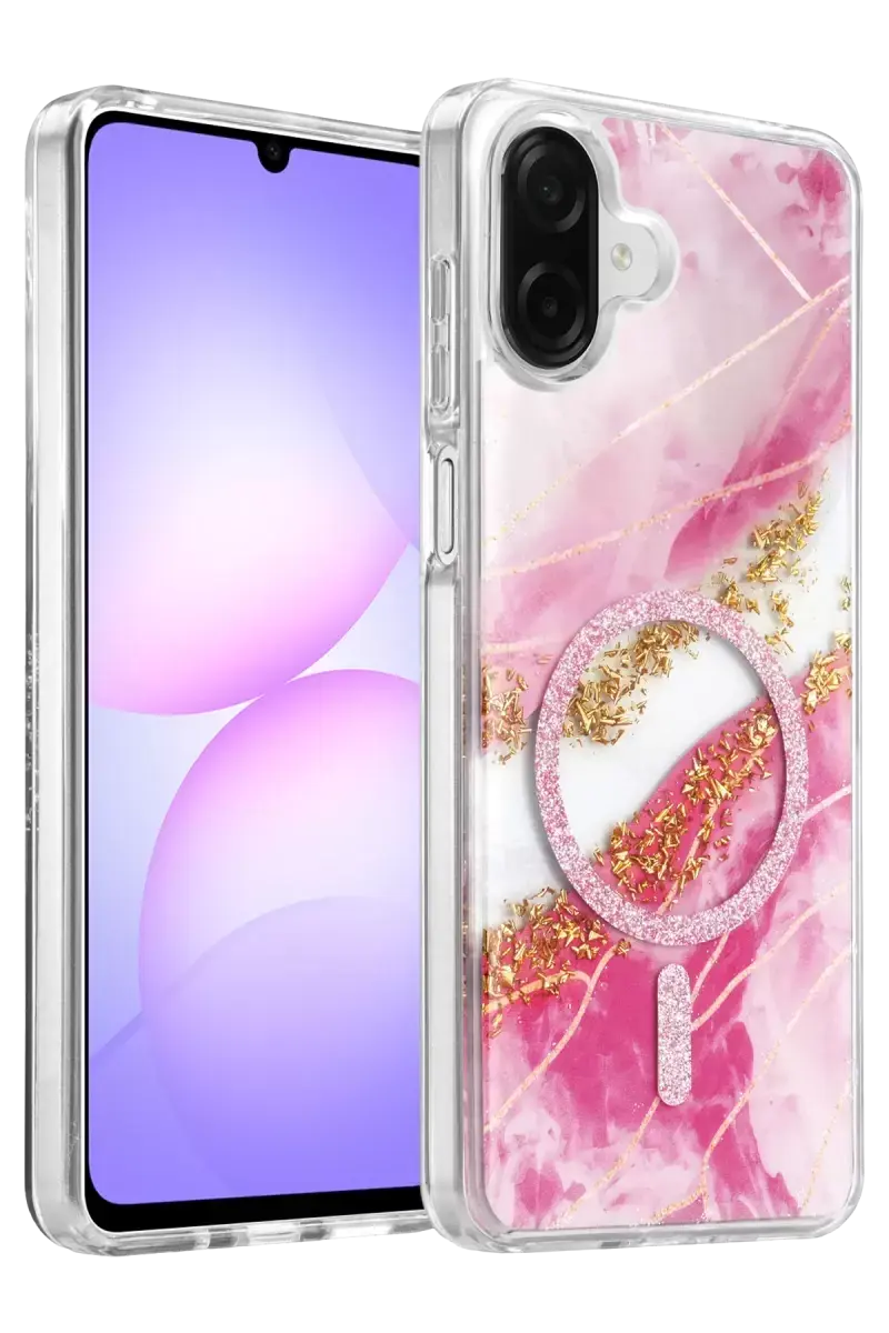 Onegif Samsung Galaxy A07 4g Lotus Simli Magsafe Kapak - Pembe