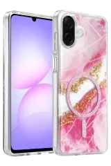 Onegif Samsung Galaxy A07 4g Lotus Simli Magsafe Kapak - Pembe