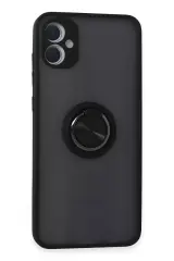 Newface Samsung Galaxy A05 Kılıf Montreal Yüzüklü Silikon Kapak - Siyah