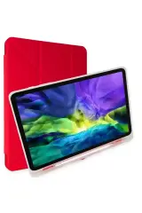 Newface Apple İpad Pro 12.9 (2021) Kılıf Kalemlikli Mars Tablet Kılıfı - Kırmızı