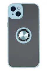 Newface İphone 14 Kılıf Montreal Yüzüklü Silikon Kapak - Buz Mavi