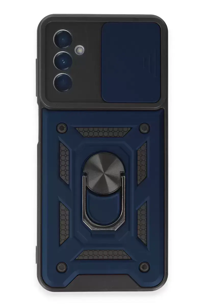 Newface Samsung Galaxy M14 5g Kılıf Pars Lens Yüzüklü Silikon - Lacivert